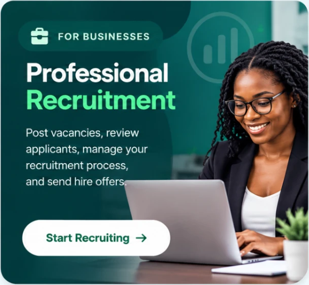 For Businesses. Professional Recruitment. Post vacancies, review applicants, manage your recruitment process, and send hire offers. Start Recruiting.